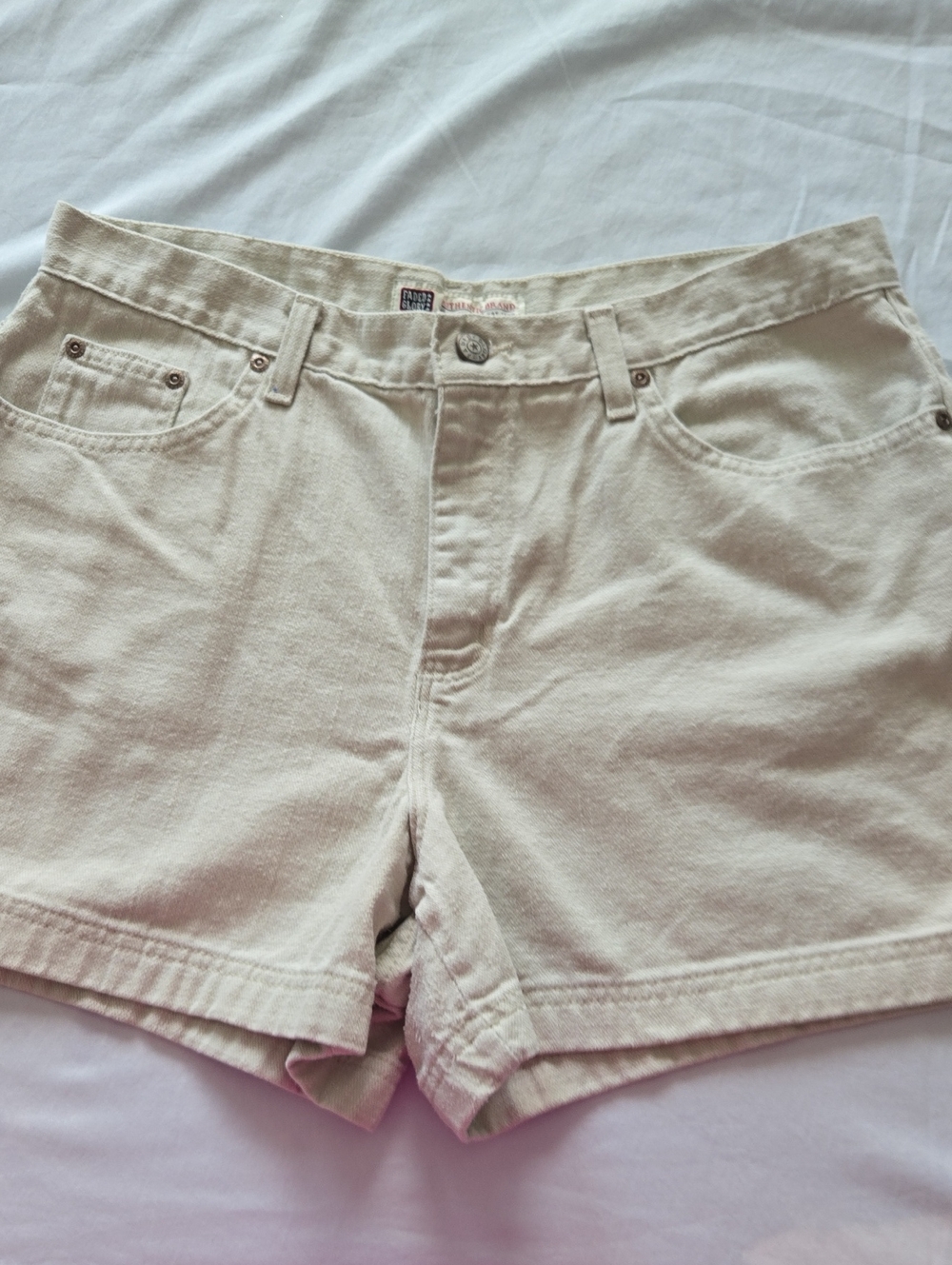 Faded Glory Cream Denim Jean Shorts 100 % COTTON 16BX0438